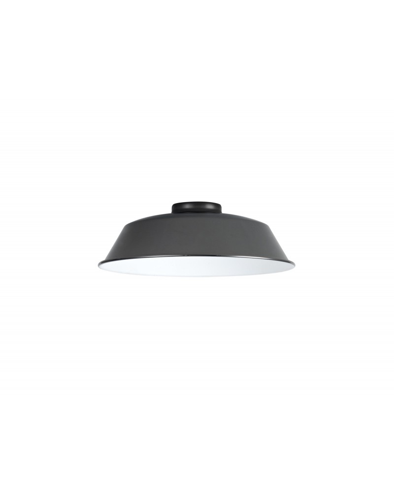 Anya Round 25cm Metal Lampshade With Angled Sides, Black Chrome