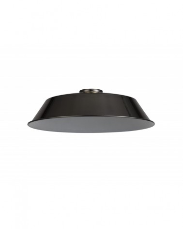 Anya Round 35cm Metal Lampshade With Angled Sides, Black Chrome