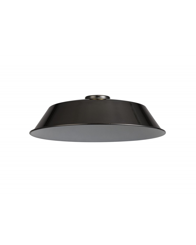 Anya Round 35cm Metal Lampshade With Angled Sides, Black Chrome Anya Round 35cm Metal Lampshade With Angled Sides, Black Chrome
