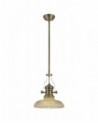 Francis 1 Light Pendant E27 With 30cm Round Glass Shade, Antique Brass/Amber
