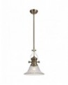 Francis 1 Light Pendant E27 With 30cm Bell Glass Shade, Antique Brass/Clear