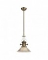 Francis 1 Light Pendant E27 With 30cm Cone Glass Shade, Antique Brass/Clear