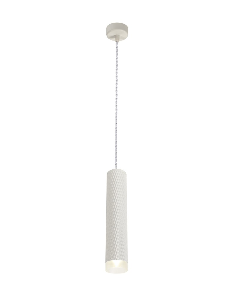 Megan 1 Light 30cm Pendant Light GU10, Sand White/Acrylic Ring