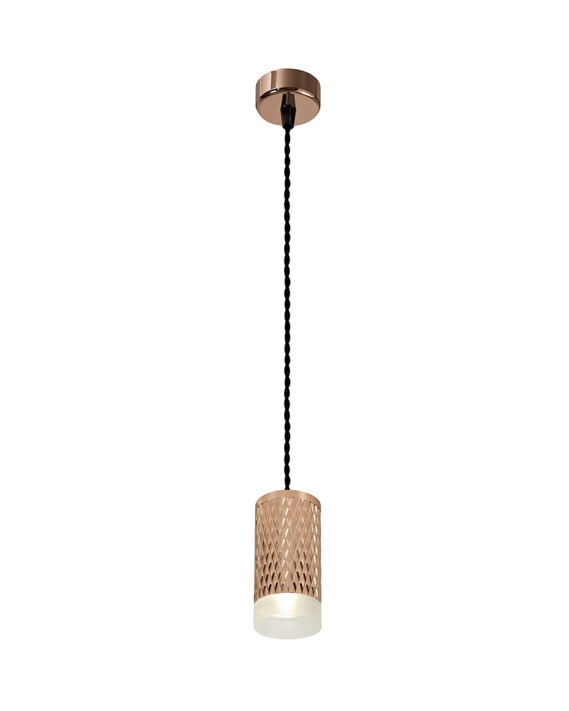 Megan 1 Light 11cm Pendant Light GU10, Rose Gold/Acrylic Ring