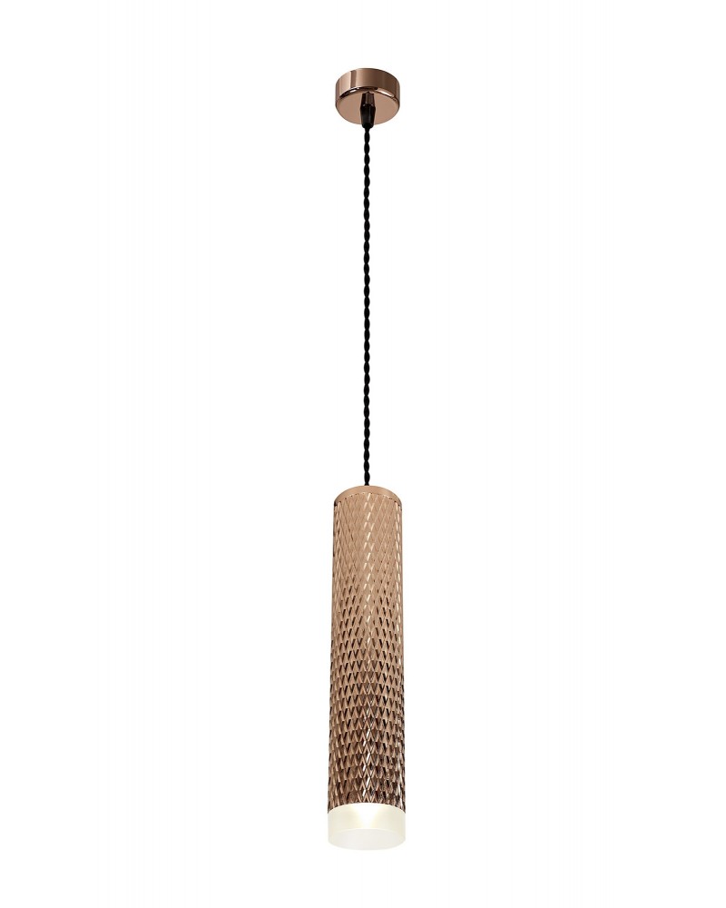 Megan 1 Light 30cm Pendant Light GU10, Rose Gold/Acrylic Ring