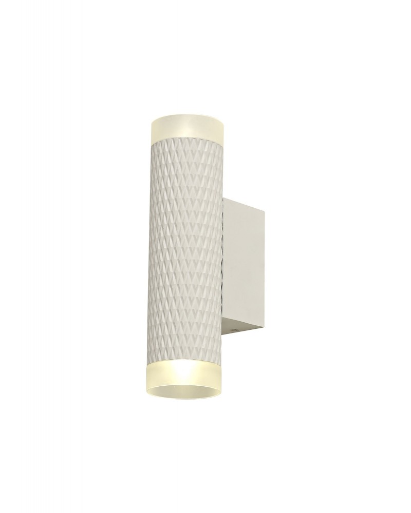 Megan 2 Light Wall Lamp GU10, Sand White/Acrylic Rings