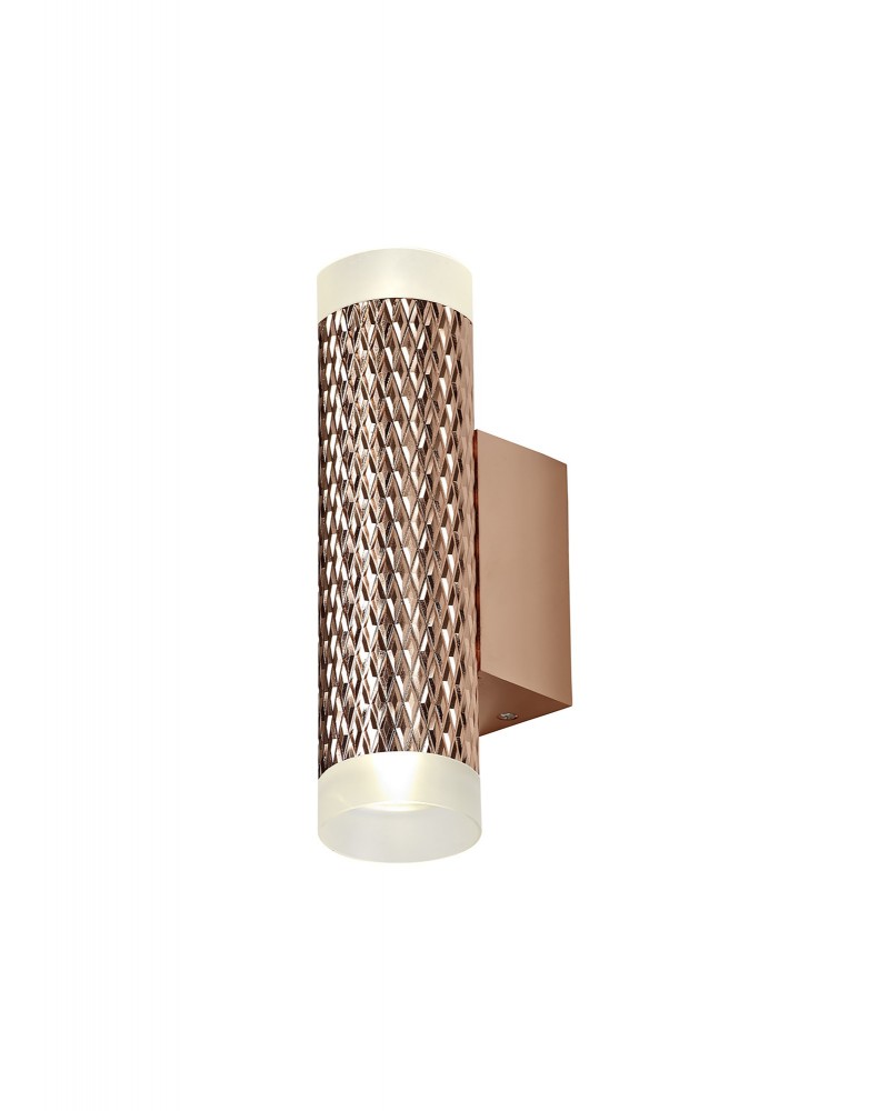 Megan 2 Light Wall Lamp GU10, Rose Gold/Acrylic Rings