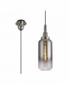 Georgie 1 Light Pendant E27 With 30cm Cylinder Glass, Polished Nickel/Matt Black/Smoked/Clear