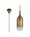 Georgie 1 Light Pendant E27 With 30cm Cylinder Glass, Brass Gold/Matt Black/Clear