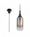Georgie 1 Light Pendant E27 With 30cm Cylinder Glass, Black Chrome/Matt Black/Smoked/Clear