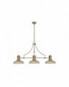 Francis 3 Light Linear Pendant E27 With 30cm Round Glass Shade, Antique Brass, Amber