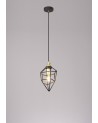 Byrne Small Pendant, 1 x E27, Painted Gold & Sand Black