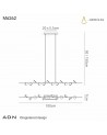 Adn 12 Light Linear Pendant 100cm, 36W LED, 3000K, 1980lm, White