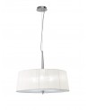 Mantra Loewe Single Pendant 3 Light E27, Polished Chrome With White Shade
