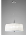 Mantra Loewe Single Pendant 3 Light E27, Polished Chrome With White Shade