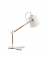 Mantra Nordica Table Lamp With White Shade 1 Light E27, Matt White/Beech With Ivory White Shade