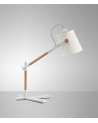 Mantra Nordica Table Lamp With White Shade 1 Light E27, Matt White/Beech With Ivory White Shade