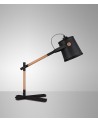 Mantra Nordica Table Lamp With Black Shade 1 Light E27, Matt Black/Beech With Black Shade