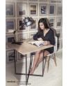 Mantra Nordica Table Lamp With Black Shade 1 Light E27, Matt Black/Beech With Black Shade