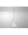 Mantra Nordica Pendant With White Shade 1 Light E27, Matt White/Beech With Ivory White Shade