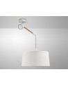 Mantra Nordica Multi Position Pendant With White Shade 1 Light E27, Matt White/Beech With Ivory White Shade