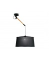 Mantra Nordica Multi Position Pendant With Black Shade 1 Light E27, Matt Black/Beech With Black Shade