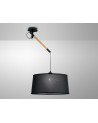 Mantra Nordica Multi Position Pendant With Black Shade 1 Light E27, Matt Black/Beech With Black Shade