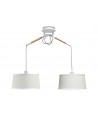 Mantra Nordica Linear Pendant With White Shade 2 Light E27, Matt White/Beech With Ivory White Shades