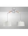 Mantra Nordica Linear Pendant With White Shade 2 Light E27, Matt White/Beech With Ivory White Shades