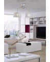 Mantra Nordica Linear Pendant With White Shade 2 Light E27, Matt White/Beech With Ivory White Shades
