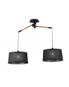 Mantra Nordica Linear Pendant With Black Shade 2 Light E27, Matt Black/Beech With Black Shades
