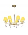 Mantra Siena Pendant Round 8 Light E14, Polished Brass With Amber Cream Shades And Clear Crystal