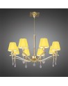 Mantra Siena Pendant Round 8 Light E14, Polished Brass With Amber Cream Shades And Clear Crystal