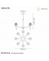 Mantra Siena Pendant Round 8 Light E14, Polished Brass With Amber Cream Shades And Clear Crystal