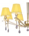 Mantra Siena Pendant Round 8 Light E14, Polished Brass With Amber Cream Shades And Clear Crystal