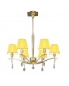 Mantra Siena Pendant Round 6 Light E14, Polished Brass With Amber Cream Shades And Clear Crystal