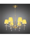 Mantra Siena Pendant Round 6 Light E14, Polished Brass With Amber Cream Shades And Clear Crystal