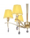 Mantra Siena Pendant Round 6 Light E14, Polished Brass With Amber Cream Shades And Clear Crystal