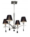 Mantra Siena Pendant Round 4 Light E14, Polished Chrome With Black Shades And Black Crystal