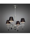 Mantra Siena Pendant Round 4 Light E14, Polished Chrome With Black Shades And Black Crystal