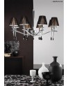 Mantra Siena Pendant Round 4 Light E14, Polished Chrome With Black Shades And Black Crystal