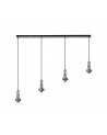 Georgie Linear 4 Light Pendant E27 With 16cm Cylinder Glass, Smoked/Clear Black Chrome/Matt Black