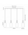 Georgie Linear 4 Light Pendant E27 With 16cm Cylinder Glass, Smoked/Clear Black Chrome/Matt Black
