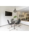 Georgie Linear 4 Light Pendant E27 With 16cm Cylinder Glass, Smoked/Clear Black Chrome/Matt Black