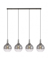 Georgie Linear 4 Light Pendant E27 With 30cm Globe Glass, Smoked/Clear Black Chrome/Matt Black