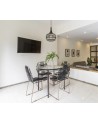 Georgie Linear 4 Light Pendant E27 With 30cm Globe Glass, Smoked/Clear Black Chrome/Matt Black