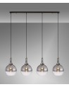 Georgie Linear 4 Light Pendant E27 With 30cm Globe Glass, Smoked/Clear Black Chrome/Matt Black