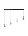 Georgie Linear 4 Light Pendant E27 With 30cm Globe Glass, Smoked/Clear Black Chrome/Matt Black