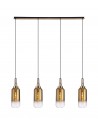 Georgie Linear 4 Light Pendant E27 With 16cm Cylinder Glass, Brass Gold/Clear Brass Gold/Matt Black