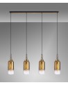 Georgie Linear 4 Light Pendant E27 With 16cm Cylinder Glass, Brass Gold/Clear Brass Gold/Matt Black